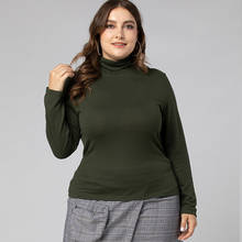DOIB Women Army Green T-shirt Plus Size Turtleneck Full Long Sleeve Autumn Top Tees 2020 Winter Fashion 4XL Tees 2024 - buy cheap