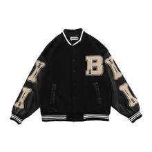 2020 hip hop streetwear baseball jacket coat letter B bone embroidery Stand-up collar japanese streetwear bomber college jacket 2024 - купить недорого