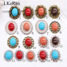 LKeRan New 10Pc/lot Fashion Solid color Resin Diamond buttons 5-styles vintage Metal Button DIY Hair Accessory Decorative button 2024 - buy cheap