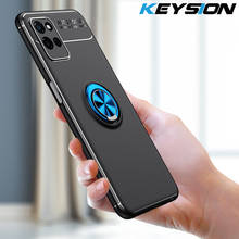 KEYSION Shockproof Phone Case For Realme V11 V15 5G C20 Silicone Metal Ring Stand Phone back cover for Realme X7 5G India X7 Pro 2024 - buy cheap
