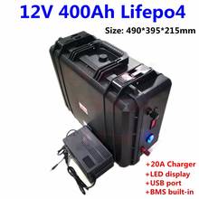 12v 400ah lifepo4 bateria bloco rv energia com bms para rv caravana sistema solar iate agv painel solar armazenamento de energia + 20a carregador 2024 - compre barato