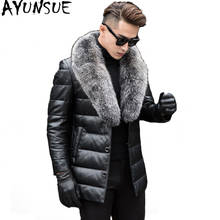 AYUNSUE мужская куртка из натуральной кожи, мужское зимнее пальто, мужские куртки из овечьей кожи с воротником из лисьего меха KJ651 2024 - купить недорого