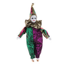 Clown Porcelain Doll Wearing Outfits For Halloween Party Tricky Props 22cm 2024 - buy cheap