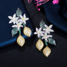 ThreeGraces Aesthetic Green Cubic Zirconia Leaf Flower Shape Long Dangle Drop Earrings for Women Wedding Banquet Jewelry ER443 2024 - buy cheap