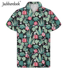 Jackherelook camisa havaiana masculina, de cacto tropical, floral, para verão, roupa para homens, cubana guayabera 2024 - compre barato