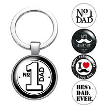 Love Dad Father's day Men's glass cabochon keychain Bag Car key chain Ring Holder Charms silver color keychains for Father Gifts 2024 - buy cheap