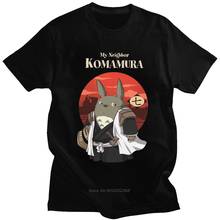 Camiseta divertida para hombre, Camisa de algodón puro con estampado de "Mi amigo Totoro", Anime samurái japonés, cuello redondo, manga corta, Harajuku 2024 - compra barato