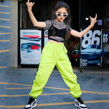 Nueva prenda de Hip Hop para las niñas Tops de manga corta verde pantalones verano baile callejero traje Jazz Performance ropa Rave DNV14538 2024 - compra barato