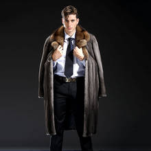 Ftangaiur 2021 Winter Import American black Velvet Mink Fur Coat Fisher Marten Mink Coats Men's X-Long Smart Real Mink Coats 2024 - buy cheap