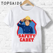 Детские футболки с мультяшным принтом пожарного, Сэм, для мальчиков и девочек, забавные детские топы, Детская летняя футболка с коротким рукавом, 2019 2024 - купить недорого
