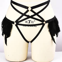 Women Black Fetish Feather Garter Belt Body Harness BDSM Bondage Lingerie Harness Erotic Underpants Suspenders Low Price 2024 - buy cheap