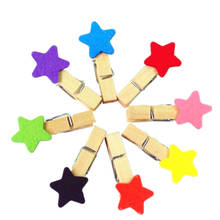 Pinzas de madera para decoración del hogar, Mini estrella de colores Kawaii para fiesta y habitación, papel fotográfico, 10 unids/lote 2024 - compra barato