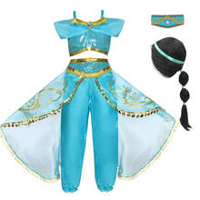 Arabian Princess Dress For Girls Dress Cosplay Cartoon Costume Kids Sleeveless Sequined Halloween Sets Fantasy Girls Clothing 2024 - buy cheap