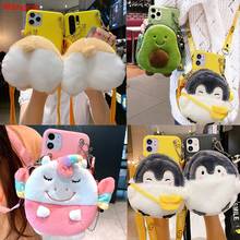 Cute unicorn Dinosaur Wallet Bag for Xiaomi Note 10 CC9 Pro Lite CC9e A2 A3 Lite 6 6X 5X A1 Case Avocado Coin Purse Rope Cover 2024 - buy cheap