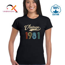 Anniversary Birth day Thanksgiving Gift Tees Novelty Retro 80s Clothing Vintage 1981 T Shirt Women Fashion Born in 1981 T-shirts 2024 - buy cheap
