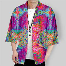 Tie-dye japonês de manga curta, estampa 3d, fantasia de quimono, haori, yukata, cosplay, feminino, masculino, verão, casual, roupas urbanas 2024 - compre barato