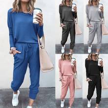 Women Long Sleeve O Neck Blouse Top Drawstring Pockets Pants Sports Tracksuit 2024 - buy cheap