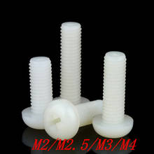 Tornillo de cabeza redonda de nailon de plástico blanco, tornillo de cabeza Phillips, M2, M2.5, M3, M4, M5, M6, 20-50 unids/lote 2024 - compra barato