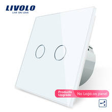 Livolo EU Standard Touch Switch, 2 gang 2 way light switch, 7 Color Crystal Glass Panel,220-250V,no logo 2024 - buy cheap