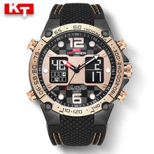 Мужские спортивные наручные часы в стиле милитари, Золотые Кварцевые водонепроницаемые часы с двойным дисплеем, мужские часы Relogio Masculino 2021 2024 - купить недорого