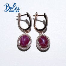 Bolai-pendientes colgantes de rubí starlight para mujer, de Plata de Ley 925 auténtica, Gema creada, joyería fina, cierre, el mejor regalo 2024 - compra barato