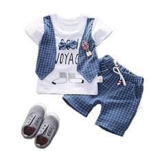 Baby Boy Clothing Boys Girls Summer Gentleman Infant Outfits Cartoon Grid Top Shorts Set For 0 1 2 3 4 Years Children's Clothes 2024 - buy cheap