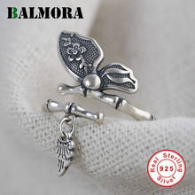 Женское Открытое кольцо BALMORA, из настоящего серебра 925 пробы с бабочкой, Подарочная бижутерия в стиле ретро, кольца для возлюбленной 2024 - купить недорого