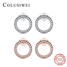 COLUSIWEI Vintage Clear CZ 925 Sterling Silver Circle Stud Earrings for Women Noble Ear Pin Fashion Wedding Statement Jewelry 2024 - buy cheap