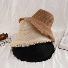 Sombreros de paja plegables hechos a mano para mujer, sombrero de paja con visera de ganchillo, Anti-uv, para playa y mar, 2021 2024 - compra barato