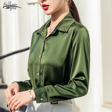 New Blusas Mujer De Moda 2021 Black Long Sleeve Tops OL Chiffon Blouse Women Button Solid Ladies Tops Shirts Korean 8198 50 2024 - buy cheap