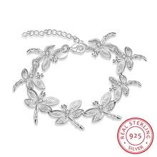 Sweet 925 Sterling Silver Bracelets For Women Dazzling Micro CZ Zirconia Dragonfly Bracelet (18cm+5.5cm) pulseira 2024 - buy cheap