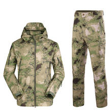 Tad conjunto de roupas tático camuflado masculino, militar à prova d'água com capuz jaqueta + calça para caça, caminhadas, pesca, explorar 2024 - compre barato