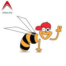 Aliauto Funny Car Sticker A Bee with A Hat Cartoon Decal Accessories PVC for Volkswagen Polo Ford BMW Audi Toyota,14cm*9cm 2024 - buy cheap