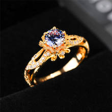 Vintage Crystal Female Flower Wedding Ring Band Yellow Gold Round White Zircon Promise Engagement Rings For Women Bridal Jewlery 2024 - buy cheap