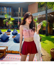 Bikini May Female Beach Swimsuit For Women Pool Bathing Suit Girl Swim New Korean Rope Pull Up Split Skirt Sexy Set Dot Girls 2024 - buy cheap