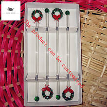 Coffee Muddler handmade Christmas wreath glass Stirring Sticks Cocktail Long Handle Stir Rod Drinks Muddlers Bar Swizzle Sticks 2024 - buy cheap