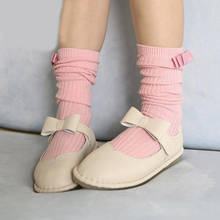 0-7Yrs escuela niñas calcetines algodón NIÑOS Calcetines Otoño Invierno Linda cinta bowknot rodilla alta calcetines largos para niños pierna wamrers 2024 - compra barato