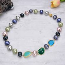 GuaiGuai Jewelry 29" Mixed Color Sea Shell Pearl Necklace CZ Pave Connector 2024 - buy cheap