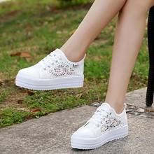 Women shoes cutouts lace canvas hollow breathable platform flat shoes woman sneakers 2022 fashion summer casual ladies shoes 2024 - buy cheap