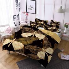 Print Luxury Duvet Cover Pillowcases Bedding Sets Gold Butterfly Teen Person Bedroom Comforter Set Queen Size Quilt Covers Set 2024 - buy cheap