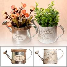 Flower bucket  Retro Iron Flowerpot Garden Flower Vase Bucket Watering Pot Kettle Home Decor 2024 - buy cheap