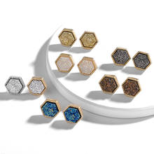 Fashion Hexagon Resin Druzy Stud Earrings for Women 2024 - buy cheap