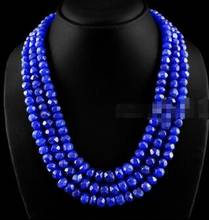 AAA Natural 3 Rows Faceted 5x8mm Blue Sapphire Gems Beads Necklace 17-19'' 2024 - buy cheap