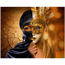 Pintura de diamante gótico, máscara de punto de cruz, mosaico de mujer, bordado de diamantes de imitación cuadrados y redondos, pegatinas de pared 2024 - compra barato