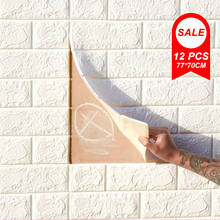 12pçs 3d adesivos de parede tijolo de imitação, papel de parede anti-colisão, adesivo de parede de esponja decorativo para quarto, mural 2024 - compre barato