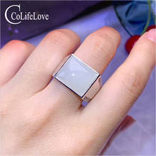 CoLife-Anillo de Jade de plata 925 para hombre, joya de Hombre de plata de moda, anillo de Jade de Hetian Natural de 13mm x 15mm 2024 - compra barato