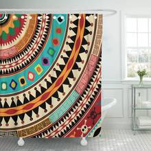Abstract Aztec Mandala Black Drawn Graphic Henna Maya Shower Curtain Waterproof Fabric 60 x 72 Inches Set with Hooks 2024 - buy cheap