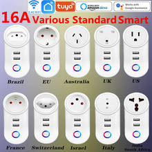 Smart Plug WiFi Socket with 2.1A USB Charger EU Brazil FR 16A Tuya SmartLife APP Remote Control Work With Alexa Google Assistant 2024 - buy cheap