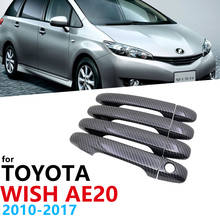 Black Carbon Fiber Door Handles Cover Trim set for Toyota Wish AE20 20 2010~2017 Car Accessories Stickers 2011 2012 2013 2014 2024 - buy cheap