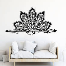 Large Half Arrow Mandala  Lotus Om Car Wall Sticker Kids Room Baby Nursery Arrow Mandala Yoga Wall Decal Bedroom Vinyl Decor 2024 - buy cheap